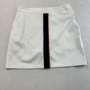 Greg Norman Women's Golf Skort White Black Pink Stripe Size 12 Athletic